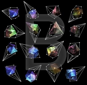 Abstract polygonal label design. Elements of astronomy and constellation. Cosmic style. . low poly illustration. Abstract polygonal label design. Elements of astronomy 