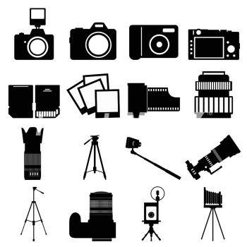 Photography simple icons set isolated on white background. Photography simple icons
