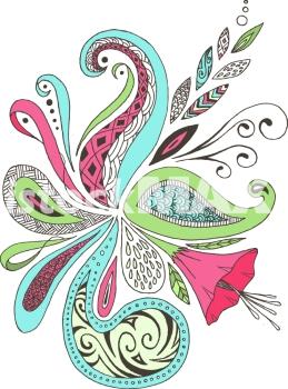Metallic Ready File. Hand drawn floral shapes in spring colors.