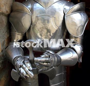 Metallic Ready File. Medieval warrior soldier metal protective wear swordman