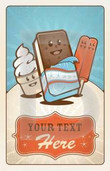 Retro style ice cream poster with room for text.