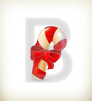 Christmas candy with bow, vector