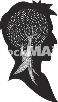 Metallic Ready File. Silhouette of man´s head with hand drawn tree.