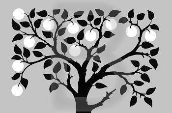 silhouette to aple trees on gray background, vector illustration