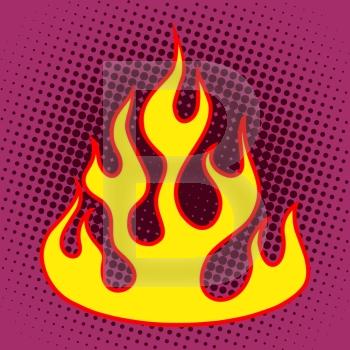Flame retro silhouette pop art style. Fire heat energy hot. Flame retro silhouette