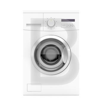 Front view of washing machine on white background. 3d image.