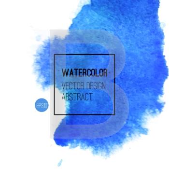 Abstract watercolor background. Blue Hand drawn watercolor backdrop, texture, stain watercolors on wet paper. Vector illustration