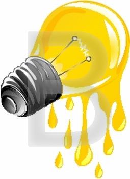  dripping energy light bulb. Isolated and grouped objects over white background