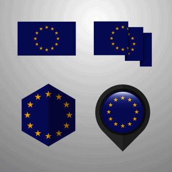 European Union flag design set vector