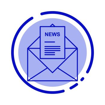 News, Email, Business, Corresponding, Letter Blue Dotted Line Line Icon