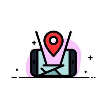 Map, Mobile, Location, Technology  Business Flat Line Filled Icon Vector Banner Template