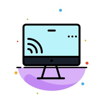 Screen, Monitor, Screen, Wifi Abstract Flat Color Icon Template