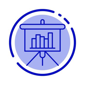 Presentation, Blackboard, PowerPoint, Report Blue Dotted Line Line Icon
