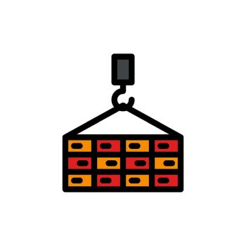 Building, Cargo, Construction, Crane  Flat Color Icon. Vector icon banner Template