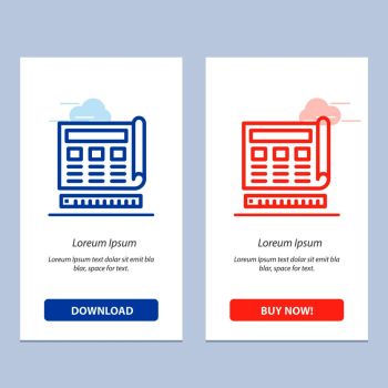 Blueprint, Blue, Print, Website, Web  Blue and Red Download and Buy Now web Widget Card Template