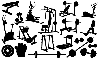 set of gym elements isolated on white