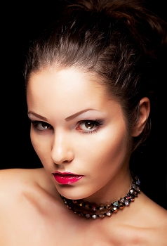 Beauty aristocratic fashionable woman looking. Beauty face