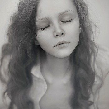 portrait of beautiful face with beautiful closed eyes