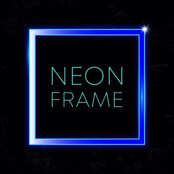Neon vintge frame. Glowing rectangle banner on grunge background. Vector illustration.. Neon vintge frame. Glowing rectangle banner on grunge background