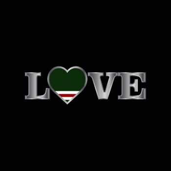 Love typography with Chechen Republic of Lchkeria flag design vector