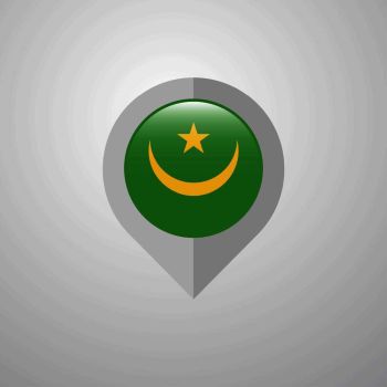Map Navigation pointer with Mauritania flag design vector