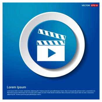 Film strip icon Abstract Blue Web Sticker Button - Free vector icon