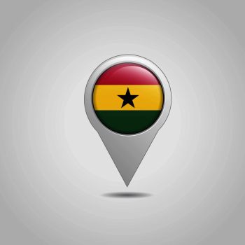 Ghana Flag Map Pin. Vector EPS10 Abstract Template background