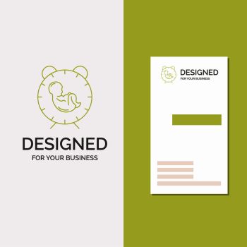 Business Logo for delivery, time, baby, birth, child. Vertical Green Business / Visiting Card template. Creative background vector illustration. Vector EPS10 Abstract Template background