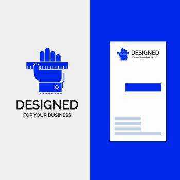 Business Logo for Education, hand, learn, learning, ruler. Vertical Blue Business / Visiting Card template.. Vector EPS10 Abstract Template background