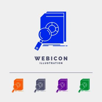 Analysis, data, financial, market, research 5 Color Glyph Web Icon Template isolated on white. Vector illustration. Vector EPS10 Abstract Template background