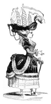 Coiffure a la Belle Poule, vintage engraved illustration. Magasin Pittoresque 1841.