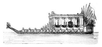 The Imperial Boat, vintage engraved illustration. Magasin Pittoresque 1841.
