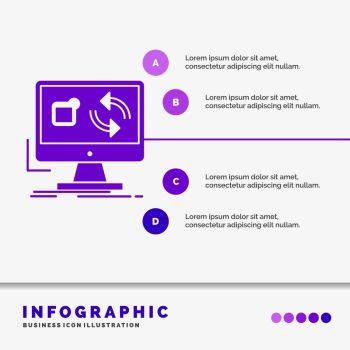 update, app, application, install, sync Infographics Template for Website and Presentation. GLyph Purple icon infographic style vector illustration.. Vector EPS10 Abstract Template background