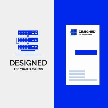 Business Logo for server, storage, rack, database, data. Vertical Blue Business / Visiting Card template.. Vector EPS10 Abstract Template background