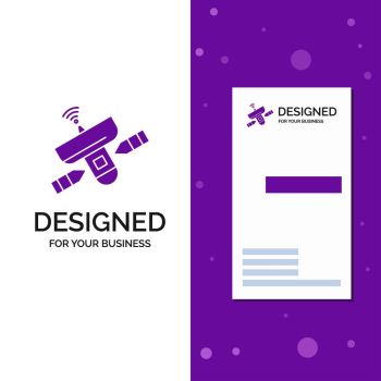 Business Logo for satellite, antenna, radar, space, Signal. Vertical Purple Business / Visiting Card template. Creative background vector illustration. Vector EPS10 Abstract Template background