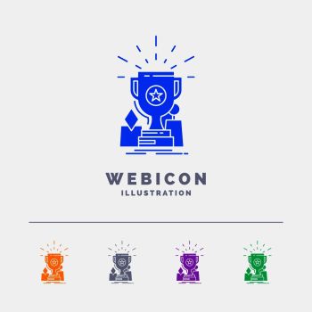 Achievement, award, cup, prize, trophy 5 Color Glyph Web Icon Template isolated on white. Vector illustration. Vector EPS10 Abstract Template background