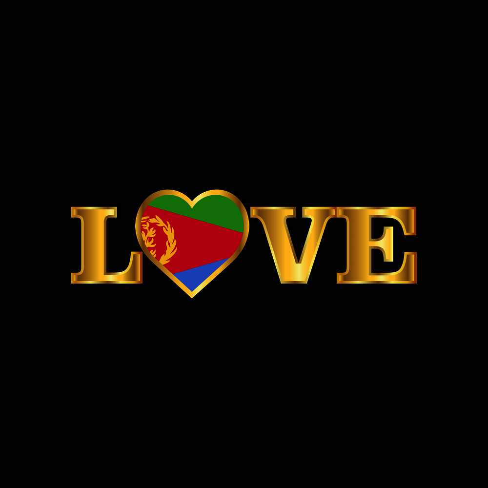 Golden Love typography Eritrea flag design vector