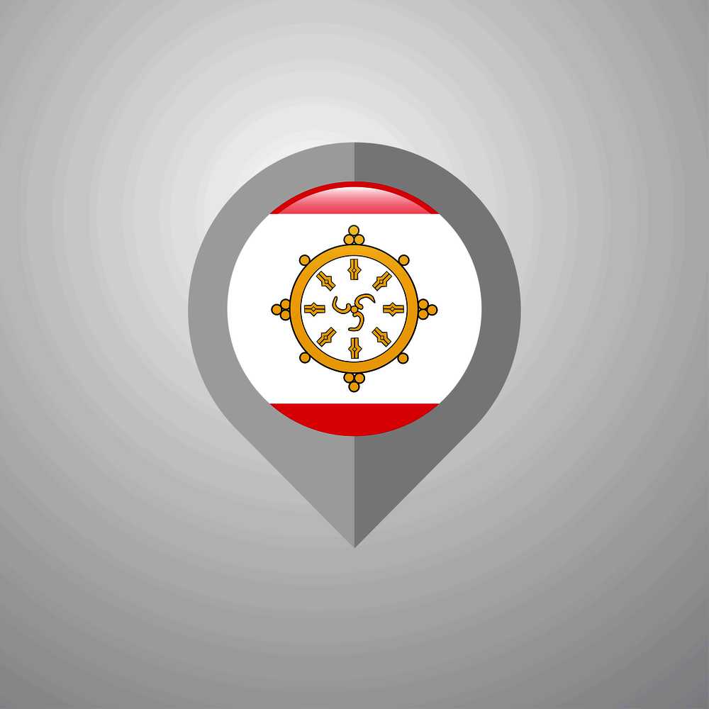 Map Navigation pointer with Sikkim flag design vector