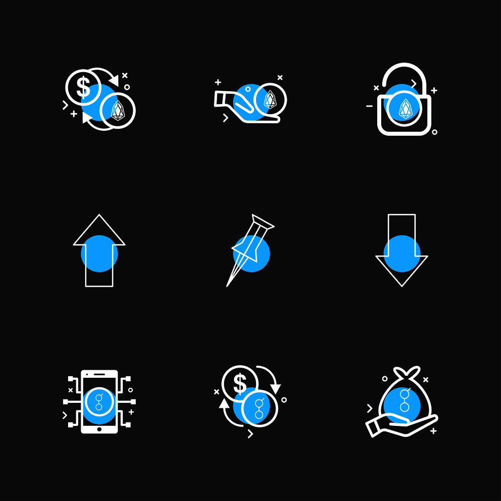 coin , dollar,  crypto currency , lock , pin , arrow , up , down , golem , mobile , icon, vector, design,  flat,  collection, style, creative,  icons