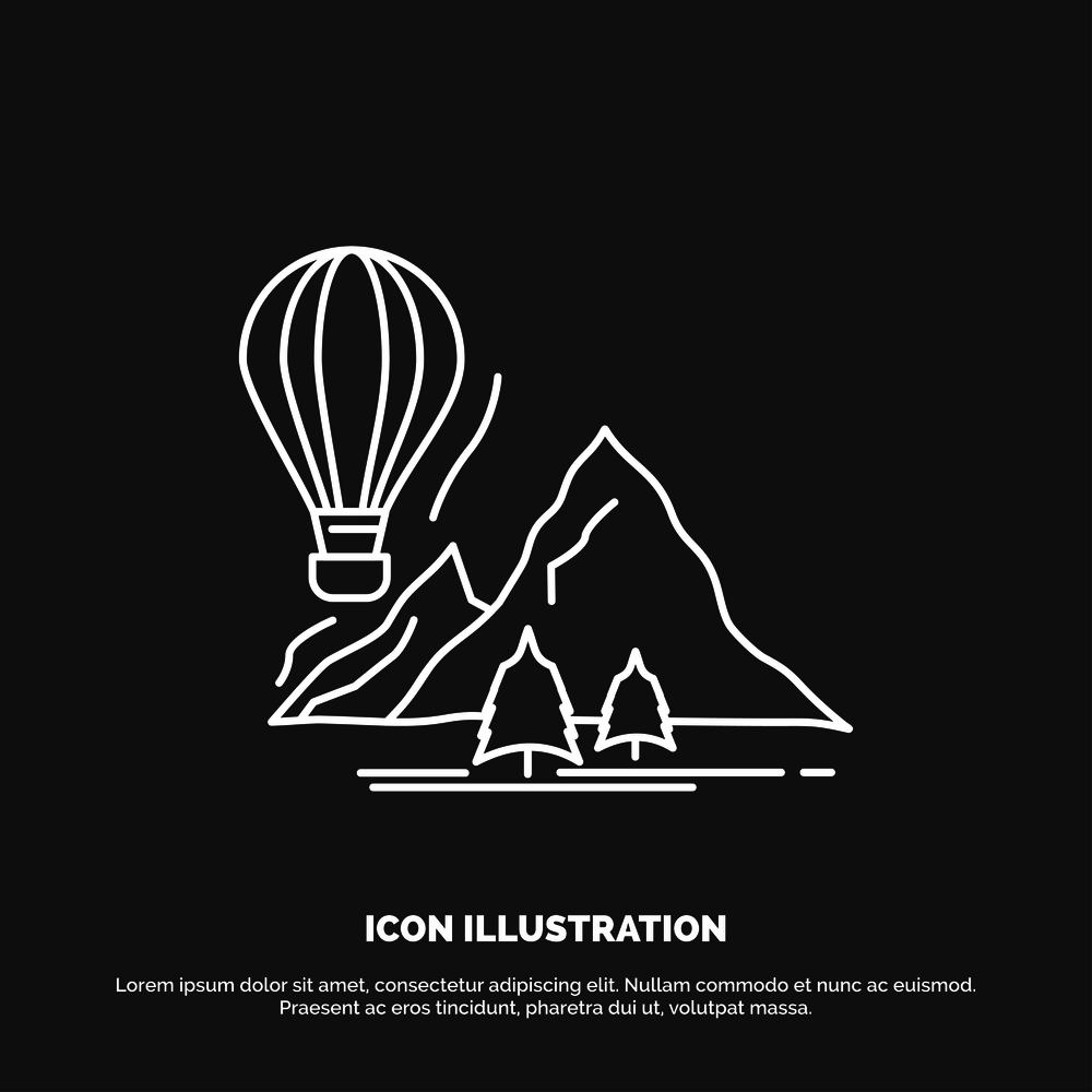 explore, travel, mountains, camping, balloons Icon. Line vector symbol for UI and UX, website or mobile application. Vector EPS10 Abstract Template background