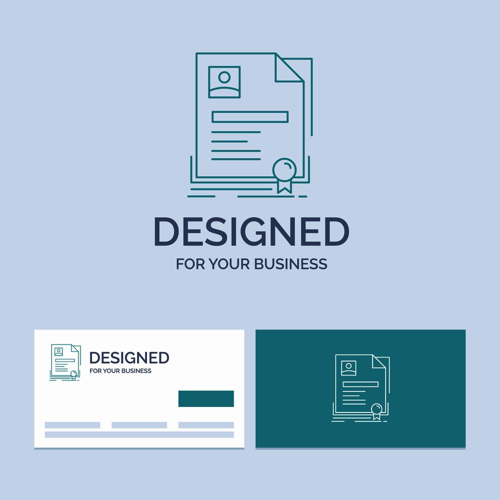 Contract, badge, Business, agreement, certificate Business Logo Line Icon Symbol for your business. Turquoise Business Cards with Brand logo template. Vector EPS10 Abstract Template background