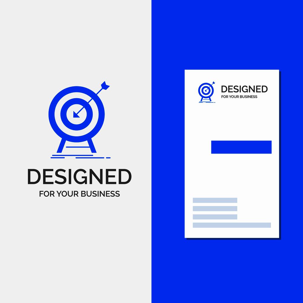 Business Logo for goal, hit, market, success, target. Vertical Blue Business / Visiting Card template.. Vector EPS10 Abstract Template background