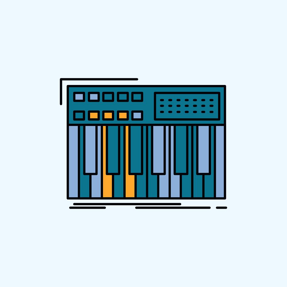 synth, keyboard, midi, synthesiser, synthesizer Flat Icon. green and Yellow sign and symbols for website and Mobile appliation. vector illustration. Vector EPS10 Abstract Template background