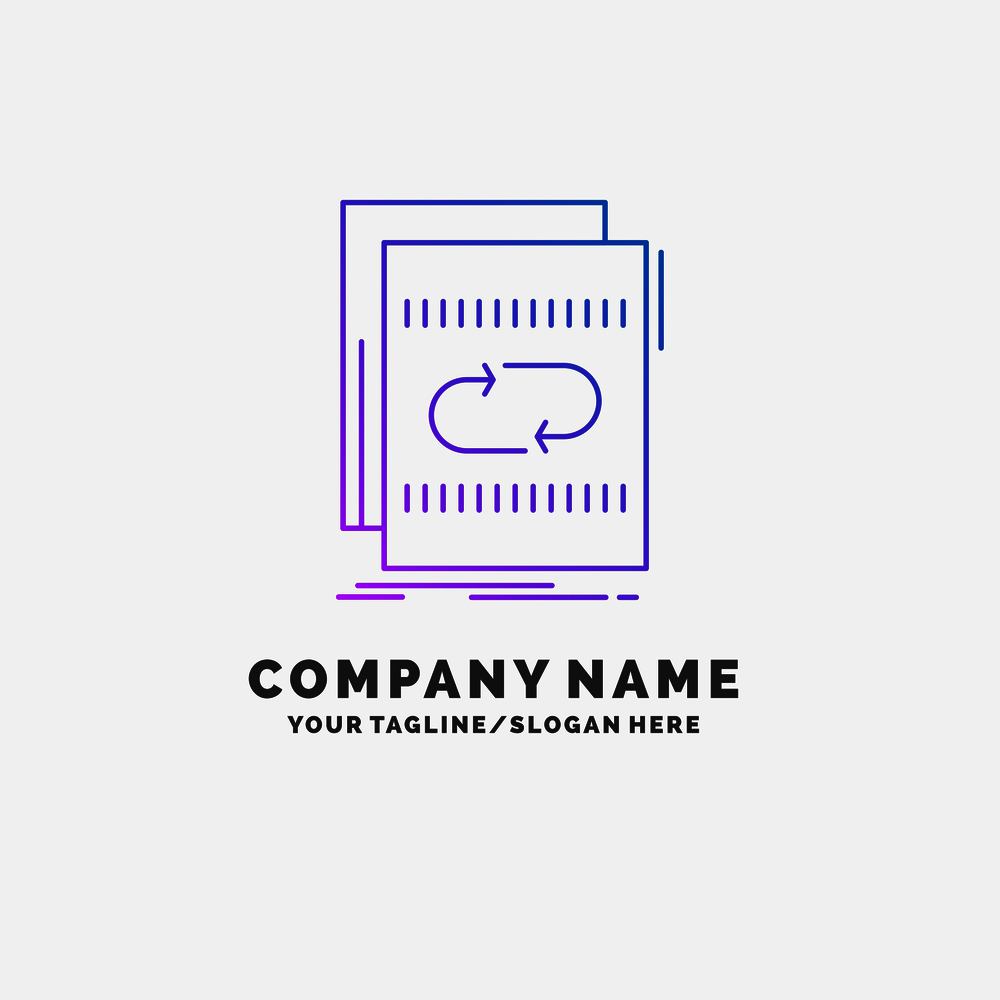 Audio, file, loop, mix, sound Purple Business Logo Template. Place for Tagline. Vector EPS10 Abstract Template background