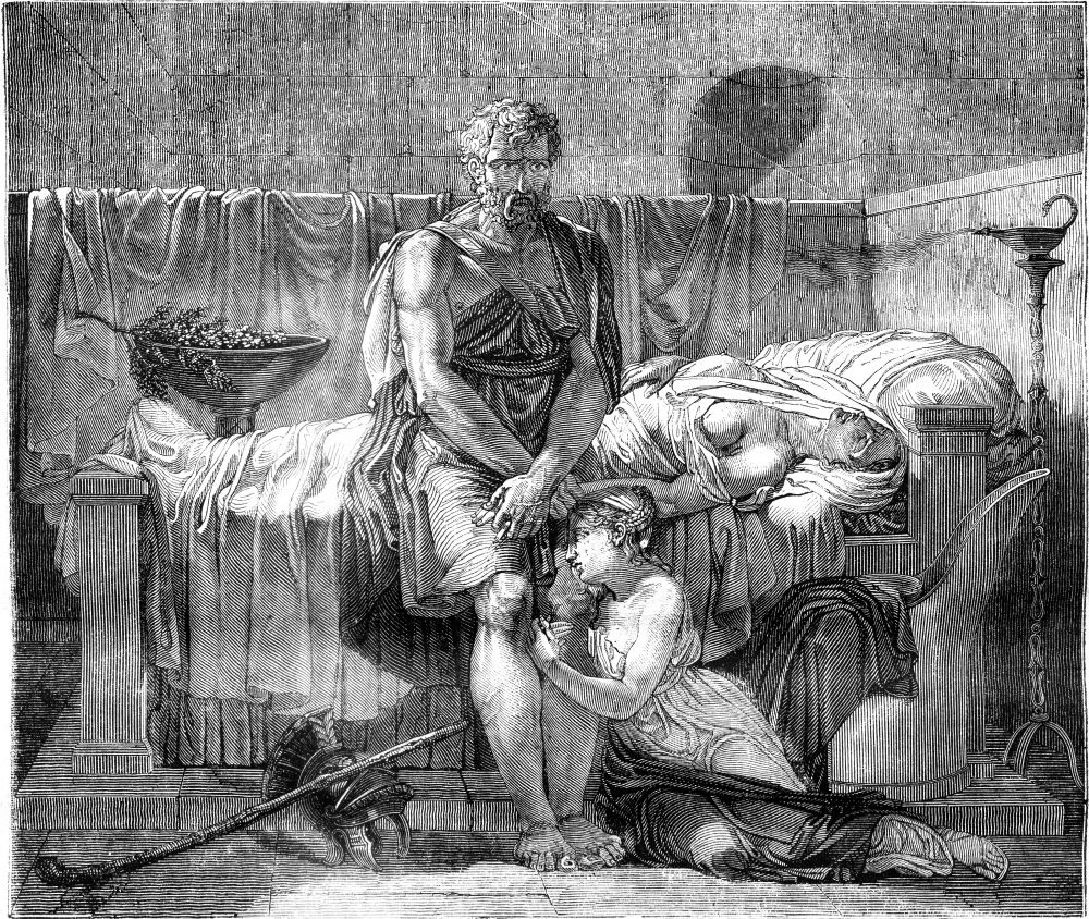 Louvre Museum, Marcus Sexius, or The Return of the Outlaws, vintage engraved illustration. Magasin Pittoresque 1841.