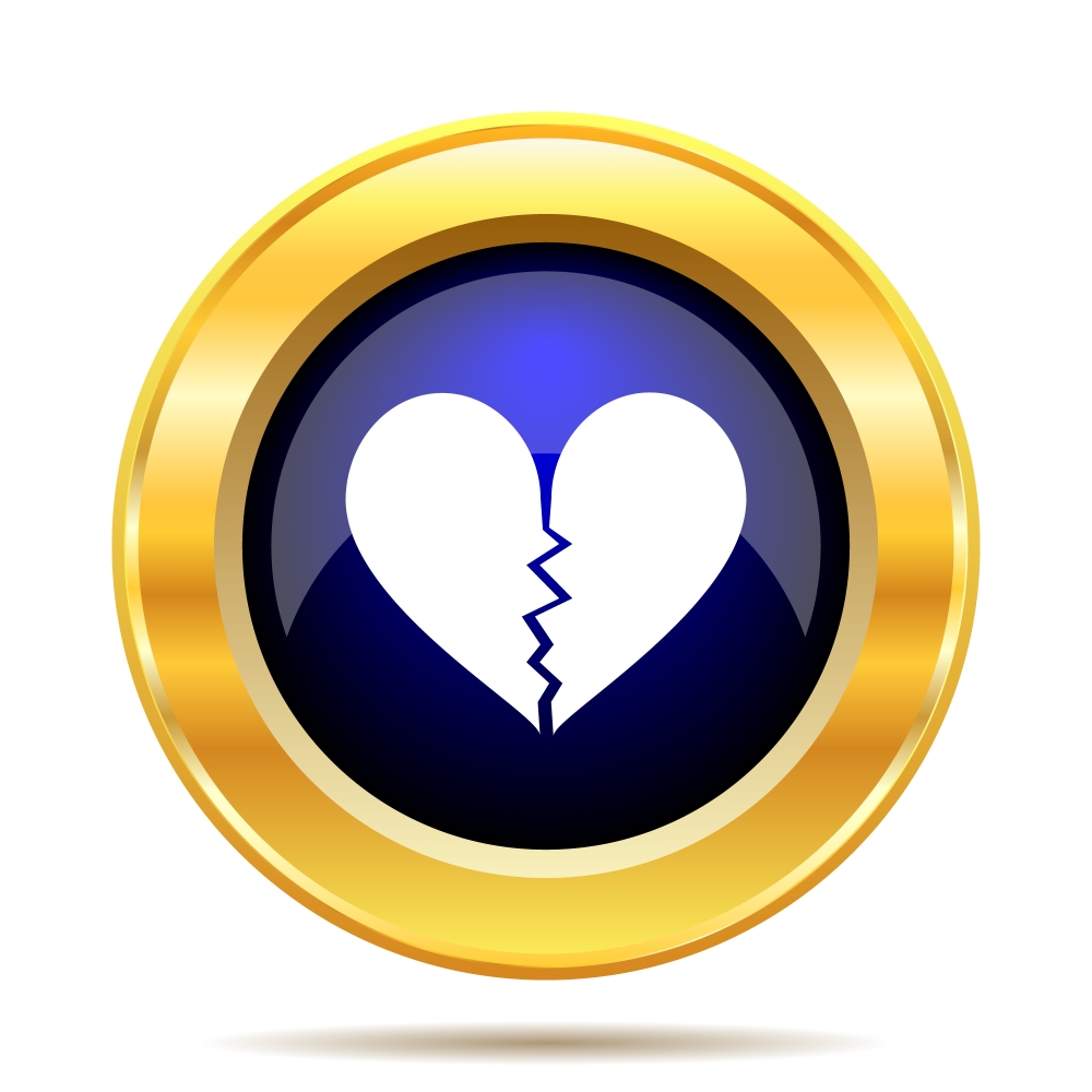 Broken heart icon. Internet button on white background.