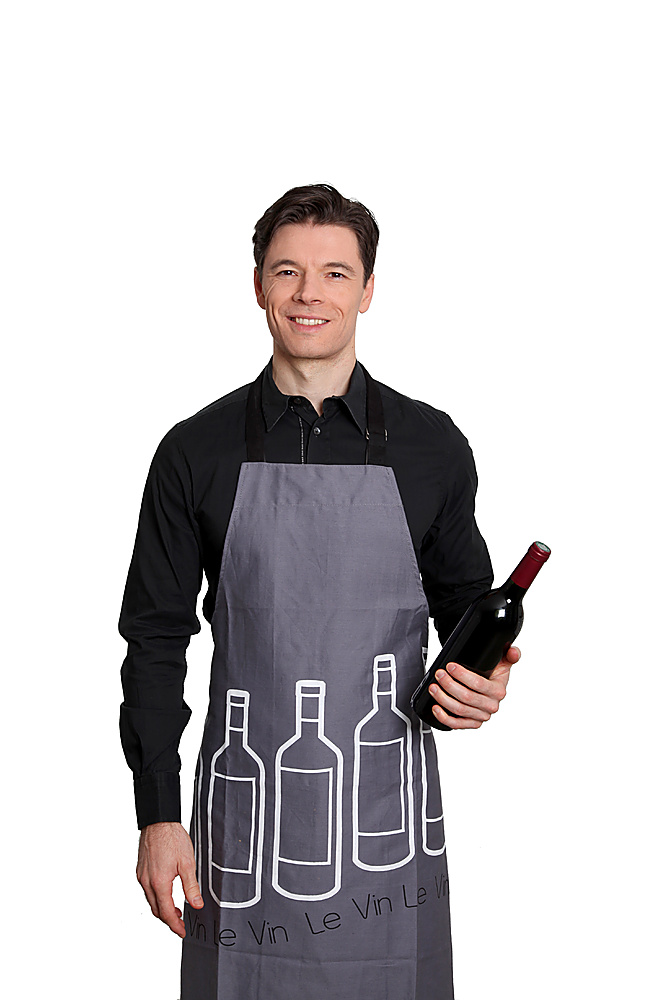 Wine waiter standing on white background