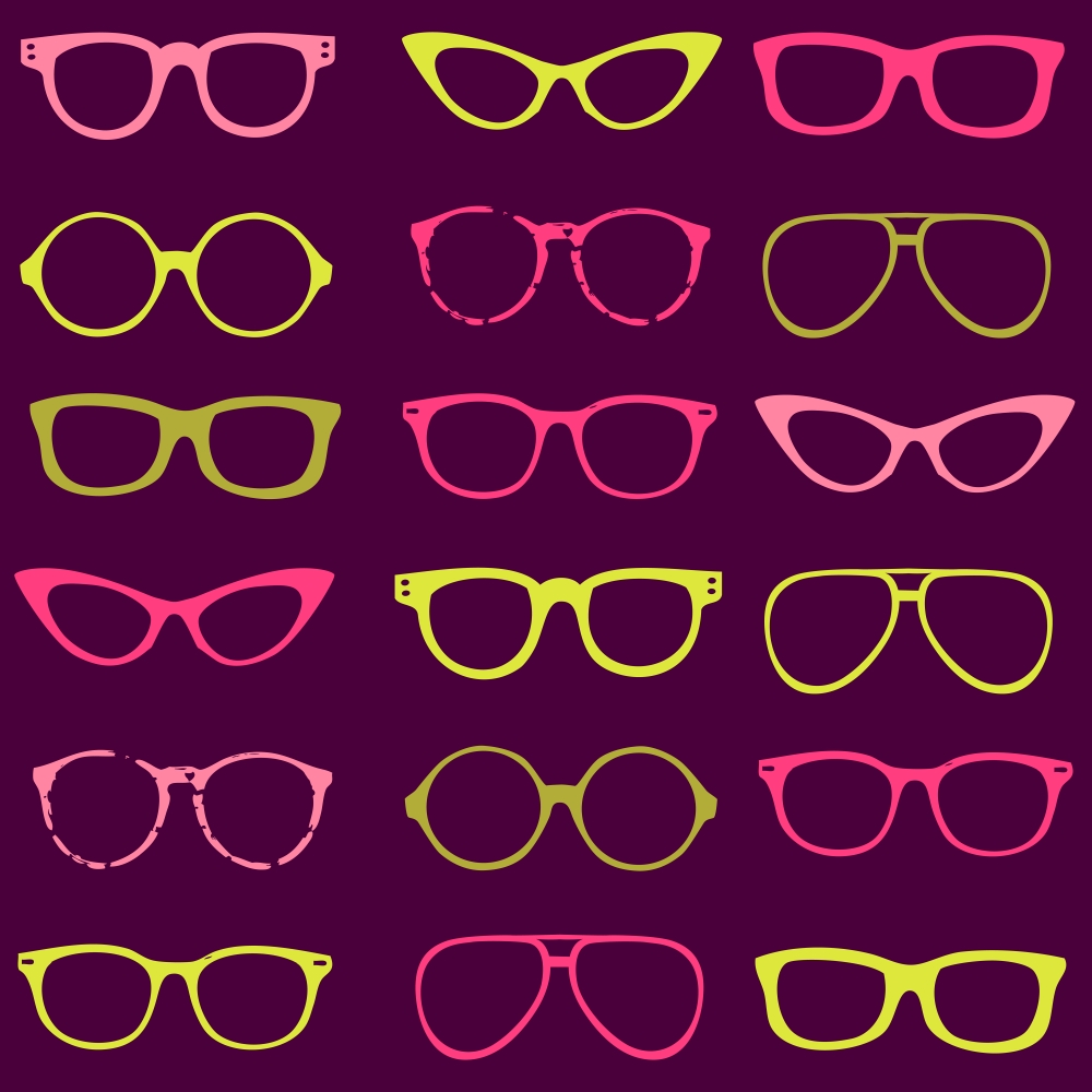Trendy seamless pattern - different frames of spectacles