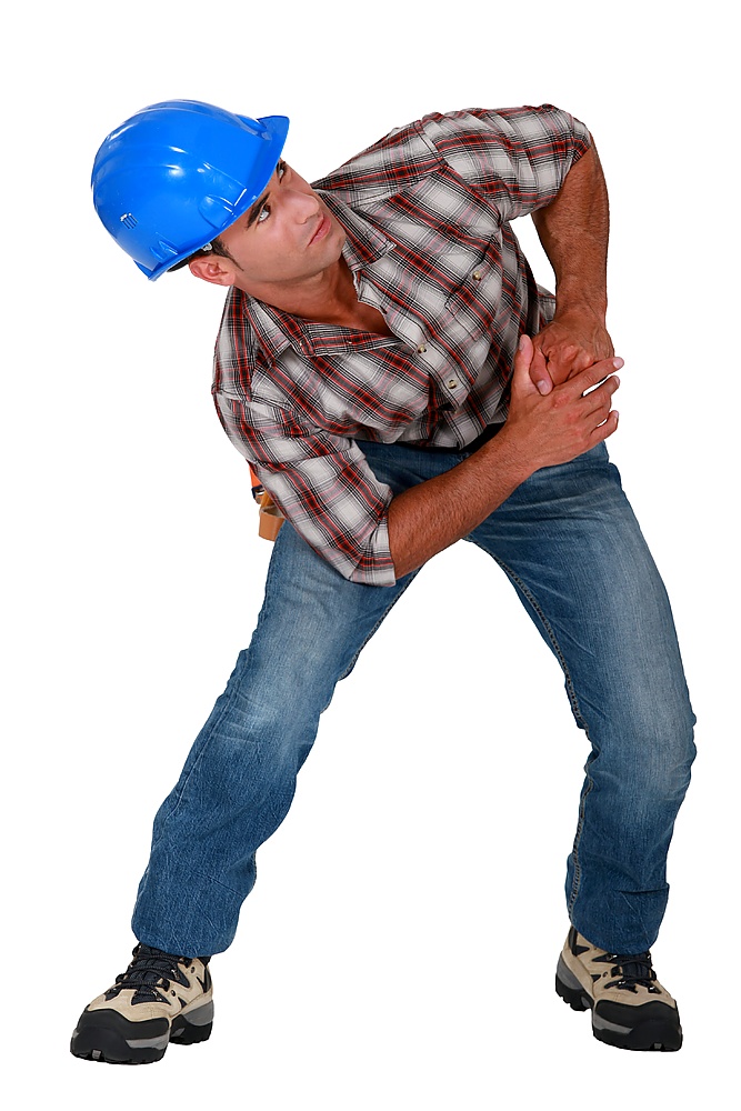 Builder with muscular pain