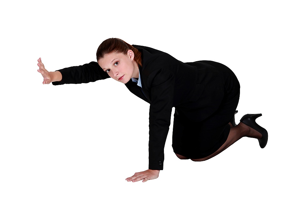 businesswoman on all fours
